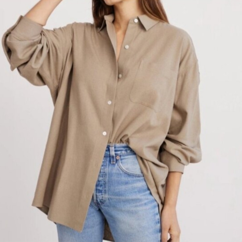 Jenni Kayne Raw Silk Oversized Button Down Size Xs